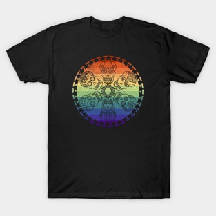 Vintage Distressed Aztec Gay Pride Sugar Skulls T-Shirt